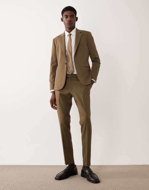 ASOS DESIGN - Kakifarvet skinny fit-habitjakke i twill af bomuldsblanding, 3 af 3