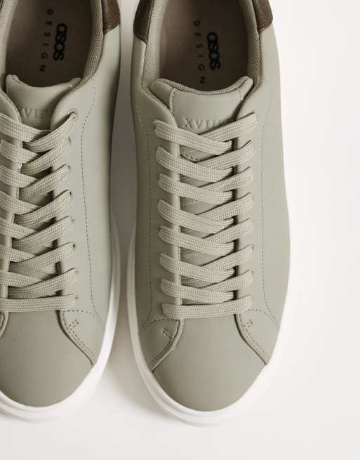 ASOS DESIGN - Kakifarvede sneakers med snørebånd og hvid sål, 2 af 5