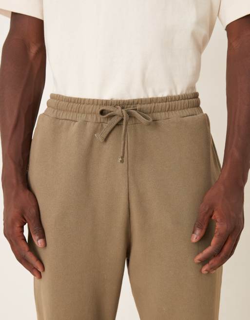 ASOS DESIGN - Kakifarvede tapered joggingbukser i kraftig vask - Del af sæt, 4 af 5