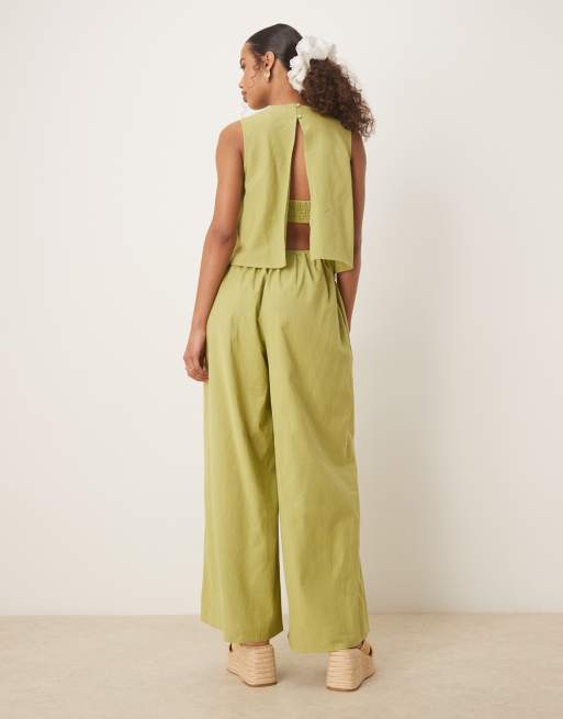 ASOS DESIGN - Kakifarvet jumpsuit med dobbeltlag og åben ryg, 4 af 4