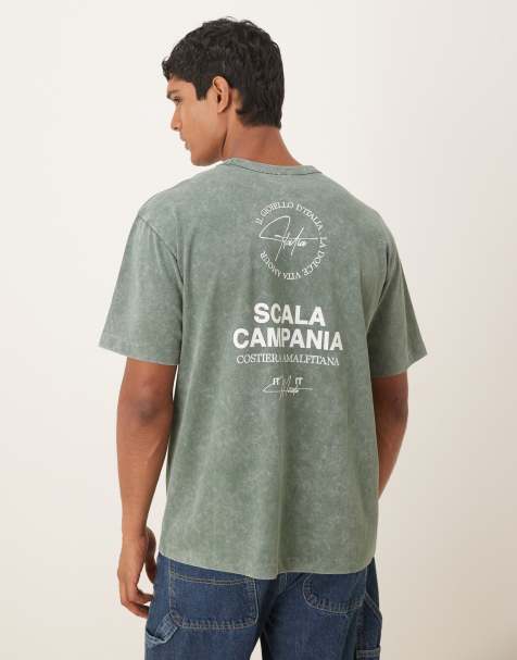 ASOS DESIGN - Kakifarvet og forvasket T-shirt med afslappet pasform og tekstgrafik - view 1