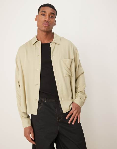 ASOS DESIGN - Kakifarvet skjorte i viskose med oversized og firkantet pasform - view 1