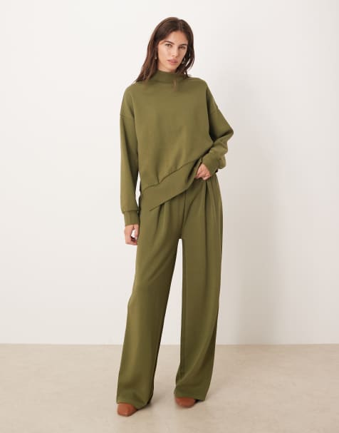 ASOS DESIGN - Kakifarvet sæt med interlock-syninger - view 1