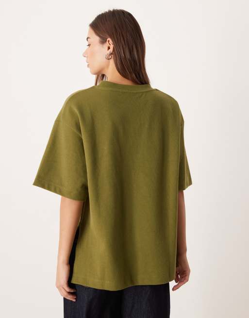 ASOS DESIGN - Kakifarvet superblød T-shirt med firkantet pasform , 3 af 4