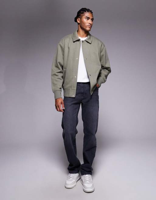 ASOS DESIGN - Kakigrøn afslappet bomber-jakke i jersey, 2 af 5