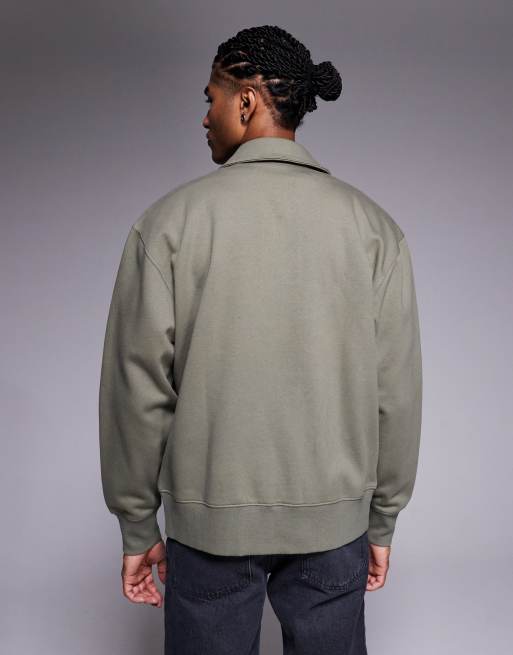 ASOS DESIGN - Kakigrøn afslappet bomber-jakke i jersey, 3 af 5