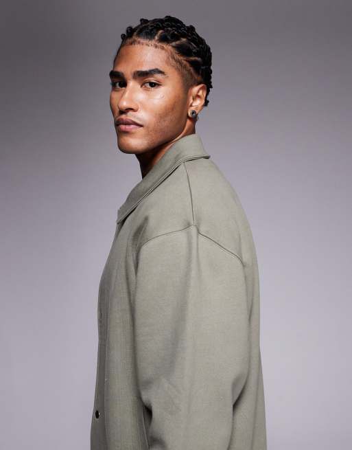 ASOS DESIGN - Kakigrøn afslappet bomber-jakke i jersey, 4 af 5