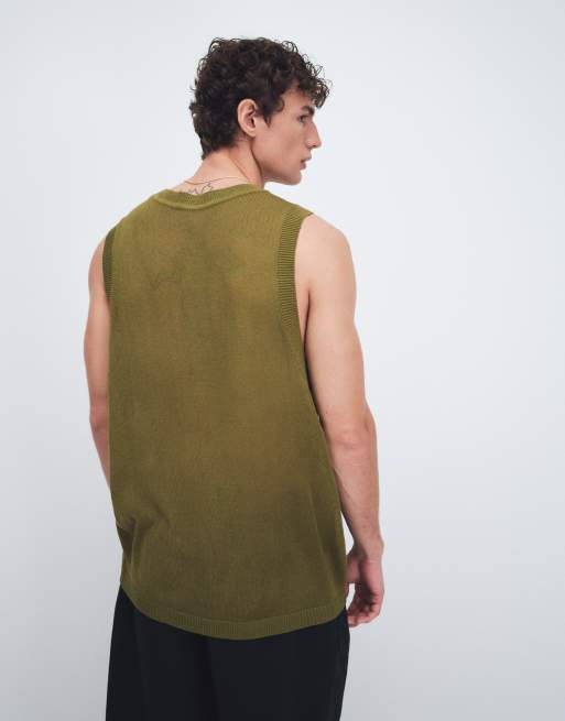  ASOS DESIGN - Kakigrøn afslappet overdel i let strik, 5 af 9
