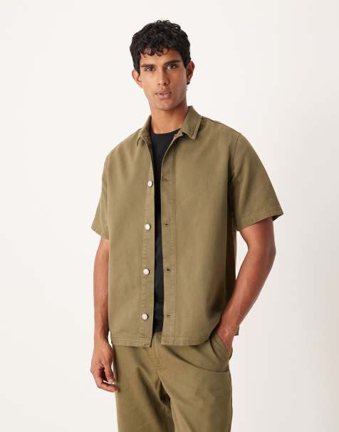 ASOS DESIGN - Kakigrøn afslappet skjorte med korte ærmer - Del af sæt - view 1