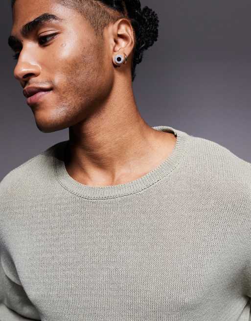 ASOS DESIGN - Kakigrøn afslappet strikket langærmet T-shirt med rund hals, 5 af 5