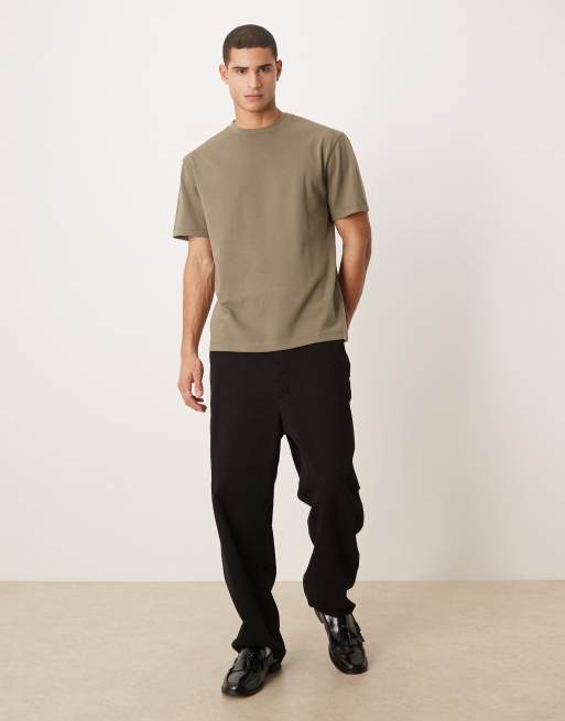 ASOS DESIGN - Kakigrøn afslappet T-shirt i kraftig bomuld med børstet finish , 2 af 5