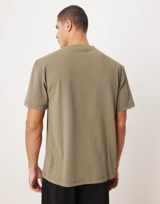 ASOS DESIGN - Kakigrøn afslappet T-shirt i kraftig bomuld med børstet finish , 3 af 5