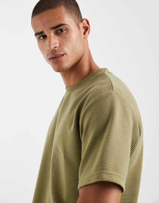 ASOS DESIGN - Kakigrøn afslappet T-shirt i kraftigt materiale med vaffeltekstur, 5 af 5
