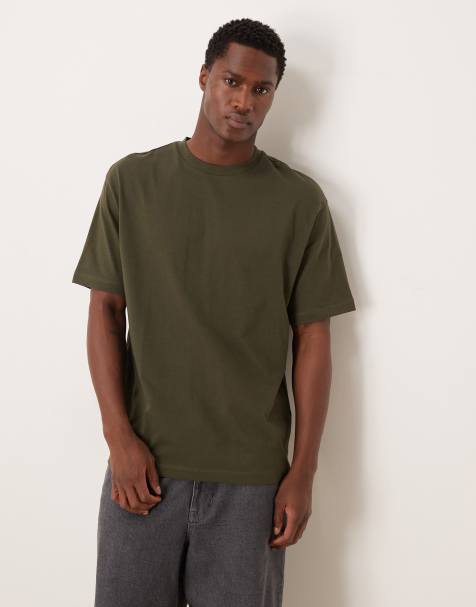 ASOS DESIGN - Kakigrøn afslappet T-shirt med print på ryggen - view 1