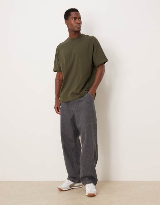 ASOS DESIGN - Kakigrøn afslappet T-shirt med print på ryggen, 2 af 5
