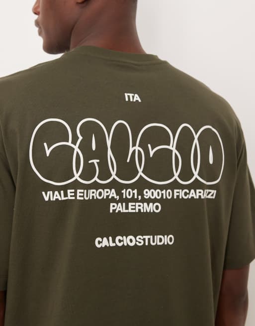 ASOS DESIGN - Kakigrøn afslappet T-shirt med print på ryggen, 5 af 5