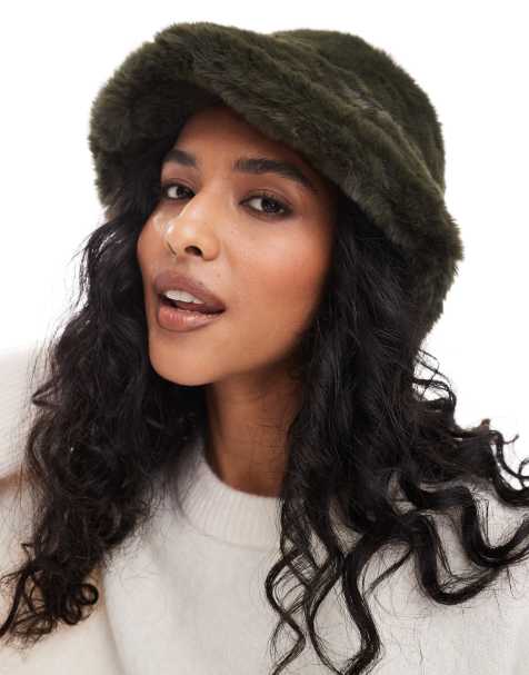 ASOS DESIGN - Kakigrøn bøllehat i imiteret pels - view 1