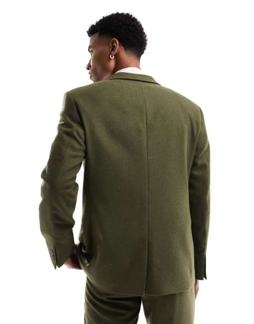 ASOS DESIGN - Kakigrøn habitjakke i slim fit af twill i uldblandingsmateriale, 2 af 5