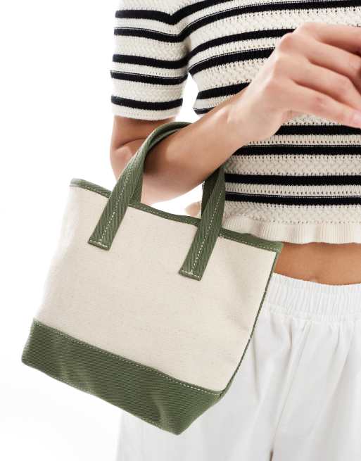ASOS DESIGN - Kakigrøn håndtaske med kontrasterende detalje i kanvas, 2 af 4