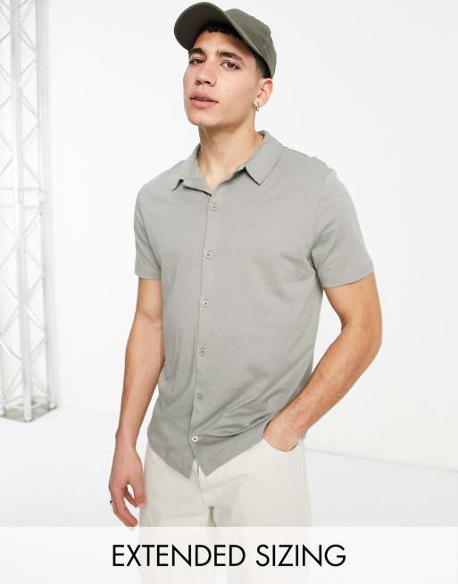 ASOS DESIGN - Kakigrøn jerseyskjorte med knapper