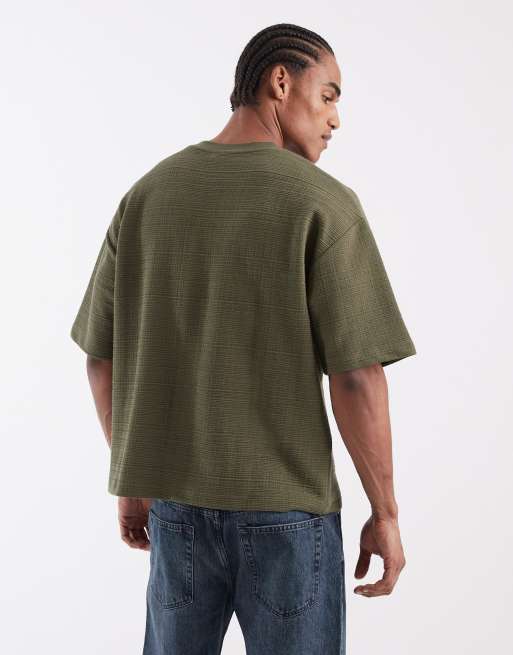 ASOS DESIGN - Kakigrøn kraftig oversized T-shirt med tekstur i firkantet pasform, 4 af 5