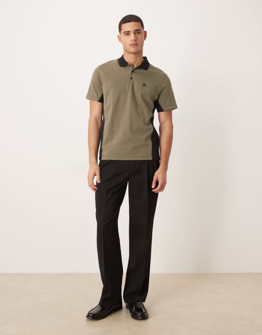 ASOS DESIGN - Kakigrøn kraftig polo-T-shirt med paneler og broderi på brystet i regular fit, 2 af 5