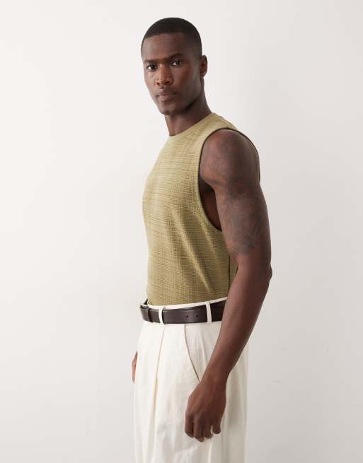 ASOS DESIGN - Kakigrøn kraftig tanktop med tekstur i regular fit, 4 af 5