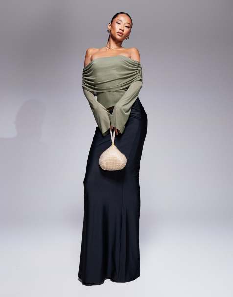 ASOS DESIGN - Kakigrøn offshoulder-top i mesh med svaj i ærmerne - view 1