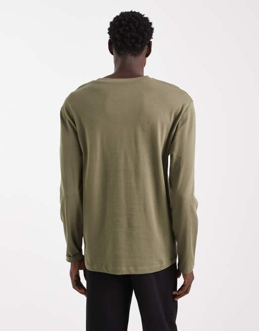ASOS DESIGN - Kakigrøn og afslappet T-shirt i kraftigt materiale med lange ærmer , 3 af 5