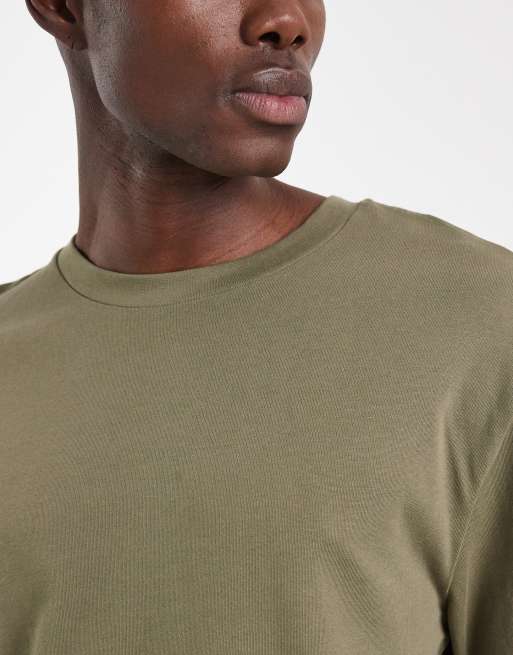 ASOS DESIGN - Kakigrøn og afslappet T-shirt i kraftigt materiale med lange ærmer , 5 af 5