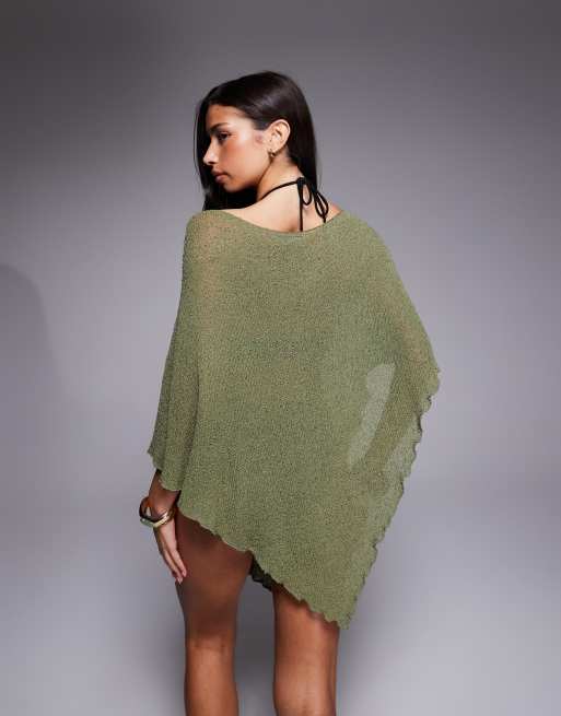 ASOS DESIGN - Kakigrøn og strikket strandponcho, 2 af 4