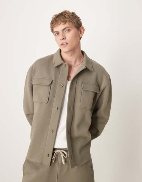 ASOS DESIGN - Kakigrøn oversized jakke i jersey - Del af sæt - view 1