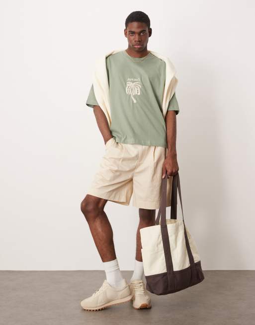 ASOS DESIGN - Kakigrøn oversized T-shirt med broderi på brystet i firkantet pasform, 3 af 4
