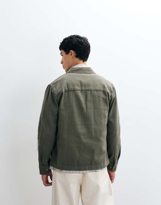 ASOS DESIGN - Kakigrøn overskjorte i kraftig bomuldstwill, 5 af 5