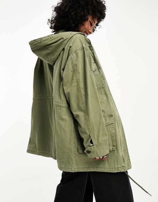 ASOS DESIGN - Kakigrøn parka-jakke med fire lommer i utility-stil, 3 af 4