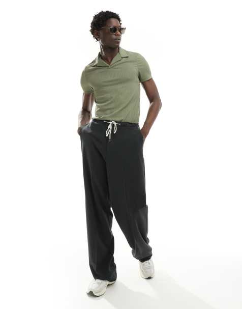 ASOS DESIGN - Kakigrøn polo i tekstureret ribstrik - view 1
