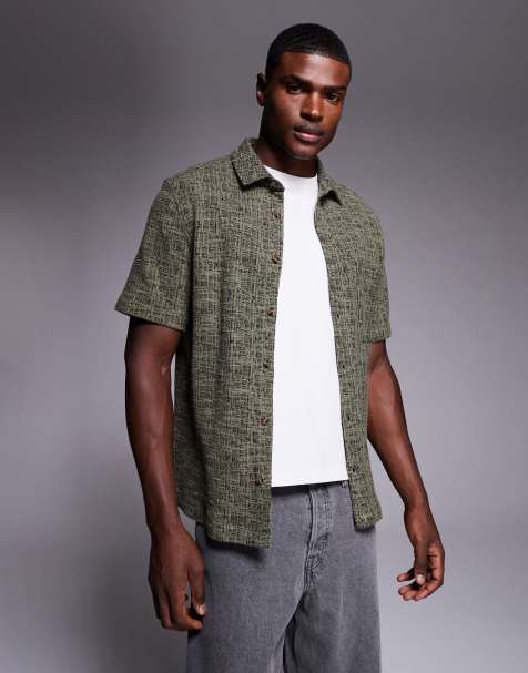 ASOS DESIGN - Kakigrøn skjorte i jacquard i regular fit - view 1