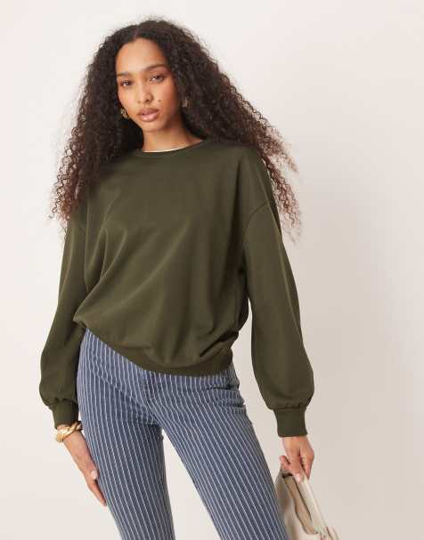 ASOS DESIGN - Kakigrøn sweatshirt med ballonærmer - view 1