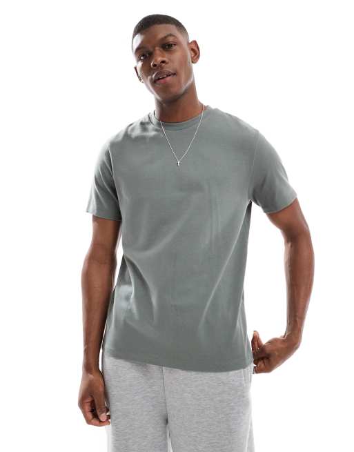 ASOS DESIGN - Kakigrøn T-shirt med rund hals i kraftigt stof på 240 gsm
