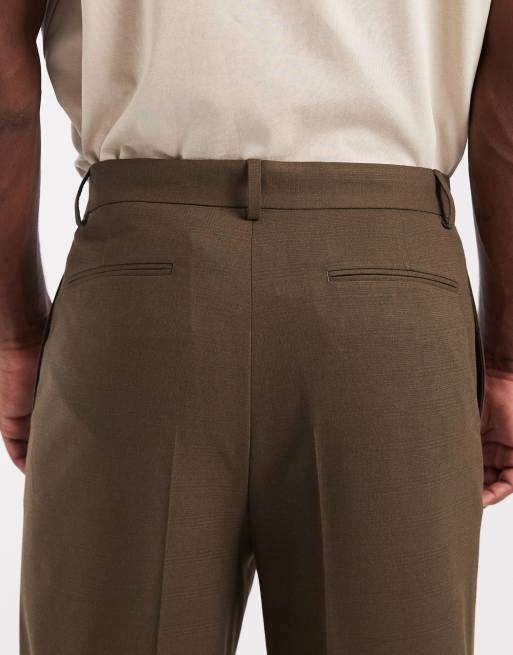 ASOS DESIGN - Kakigrønne elegante tapered afslappede bukser med crosshatch-mønster, 4 af 5