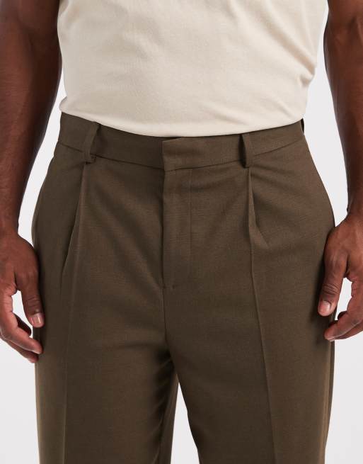 ASOS DESIGN - Kakigrønne elegante tapered afslappede bukser med crosshatch-mønster, 5 af 5