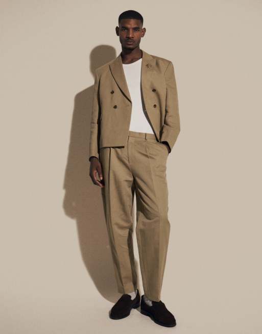 ASOS DESIGN - Kakigrønt jakkesæt i hørrigt stof, 2 af 3