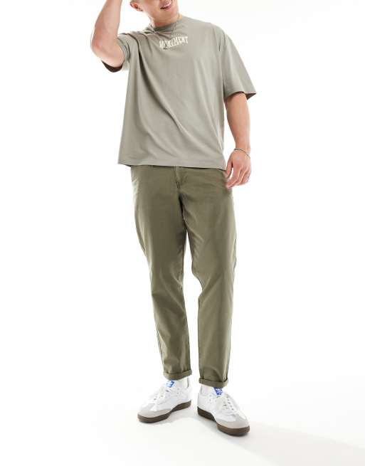 ASOS DESIGN - Kakigrønne, klassiske, stive og forvaskede chinos