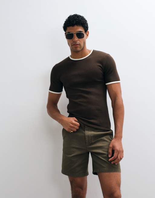 ASOS DESIGN - Kakigrønne mellemlange slim fit-chinoshorts, 4 af 5