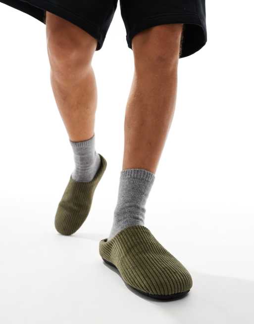 ASOS DESIGN - Kakigrønne mule-hjemmesko i fløjl, 3 af 4