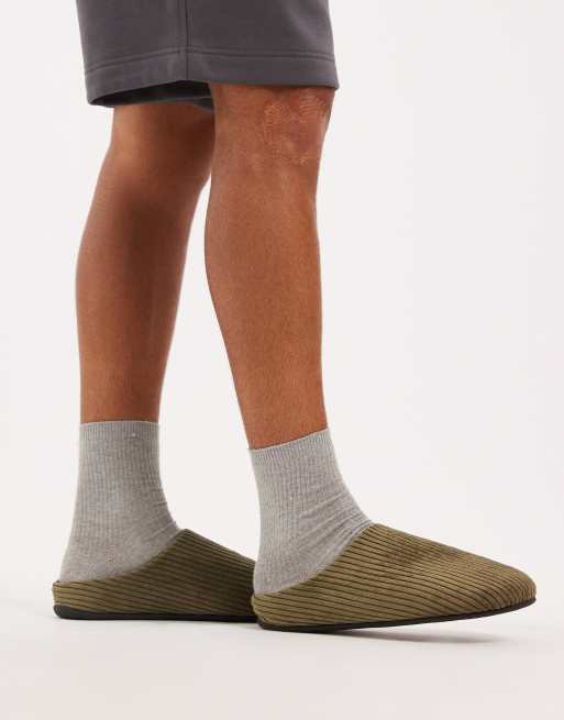 ASOS DESIGN - Kakigrønne mule-hjemmesko i fløjl, 4 af 4