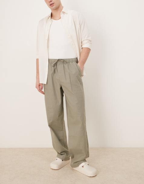 ASOS DESIGN - Kakigrønne posede bukser i hørblanding - view 1