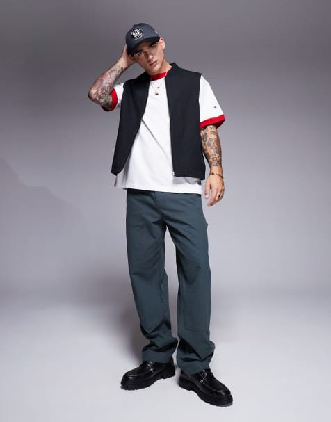ASOS DESIGN - Kakigrønne posede chinos med tømrerdetaljer - view 1