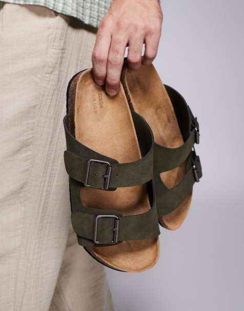 ASOS DESIGN - Kakigrønne sandaler med to remme og korksål - view 1