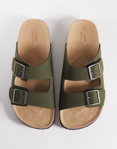 ASOS DESIGN - Kakigrønne sandaler med to remme og korksål - view 1